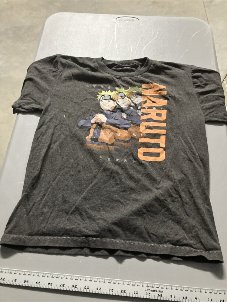 Naruto Shippuden Boys' Uzumaki Kanji Graphic Print Design T-Shirt Size L Gray
