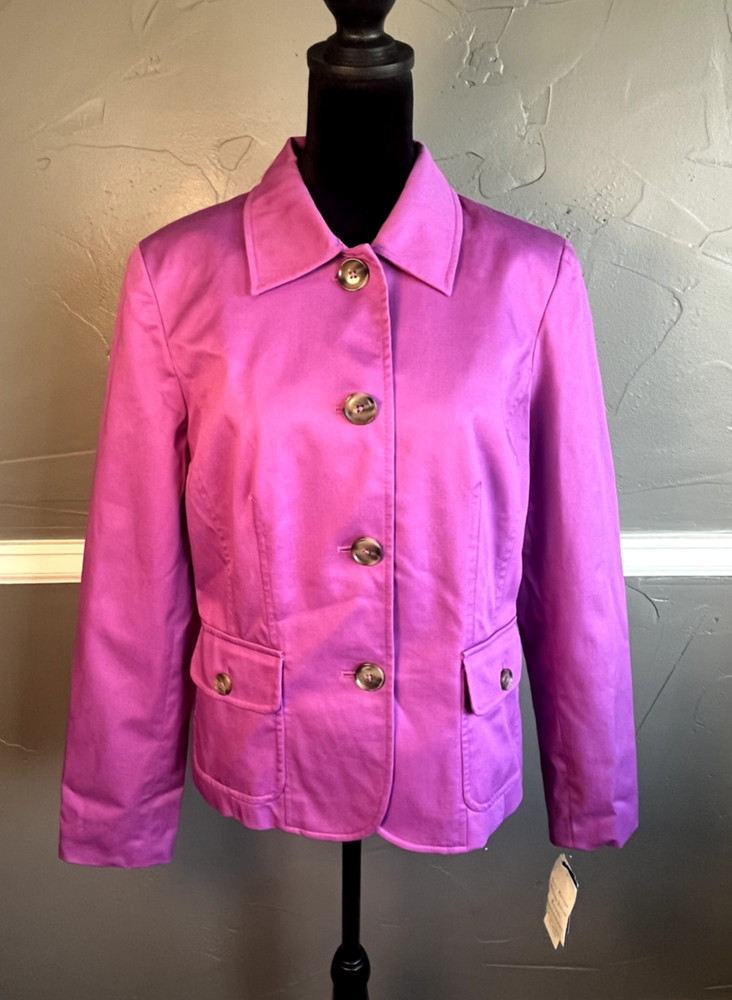 Jones New York Jacket Women's Size M Fuchsia Button Up NWT