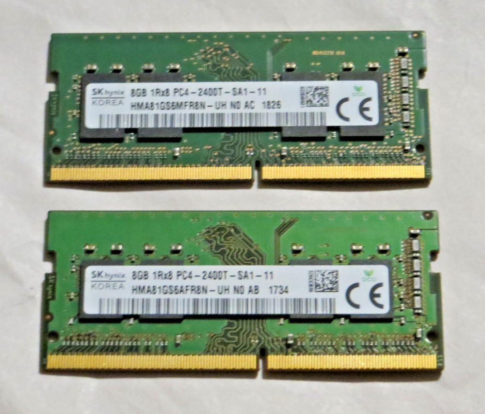 SK Hynix 16GB (2x 8GB) 1Rx8 PC4-2400T-SA1-11 Laptop Memory HMA81GS6AFR8N-UH