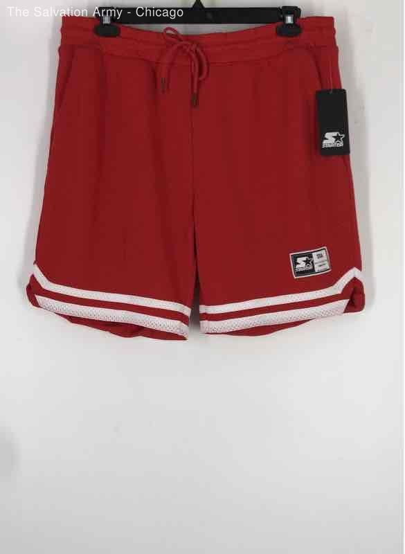 Starter Mens Red Elastic Drawstring Waist Basketball Athletic Shorts Size 2XL