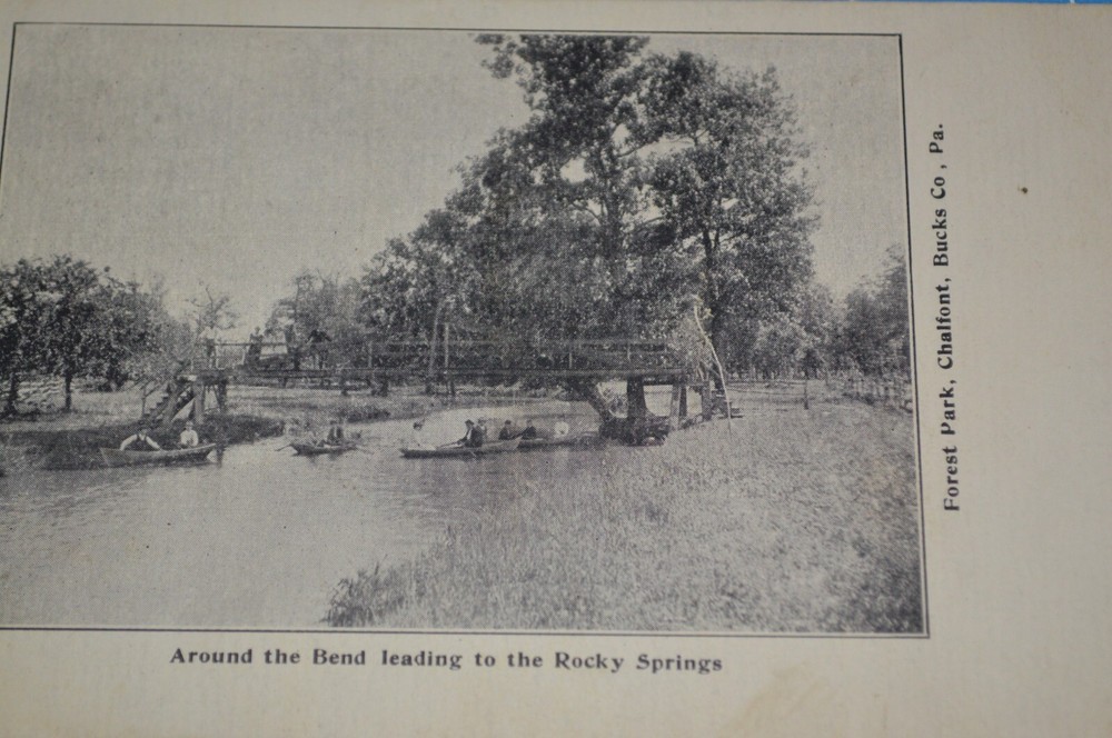 1900s Chalfont PA Bucks County Postcard Forest Park Around Bend To Rocky Springs