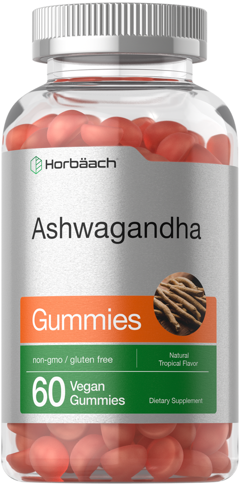 Ashwagandha Gummies | 60 Count | Vegan, Non-GMO | Tropical Flavor | by Horbaach