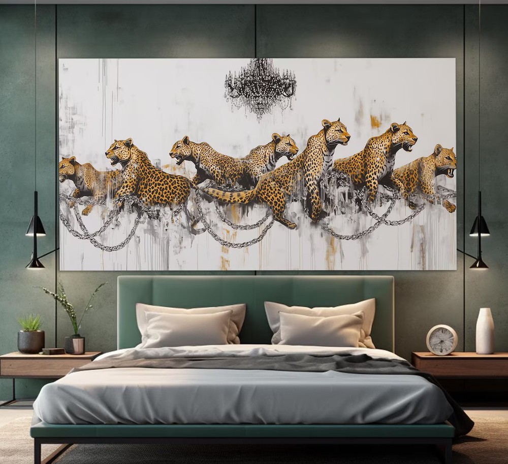 Abstract Leopards Graffiti Art Paint Unframed Canvas Print Australian Wall Art-image