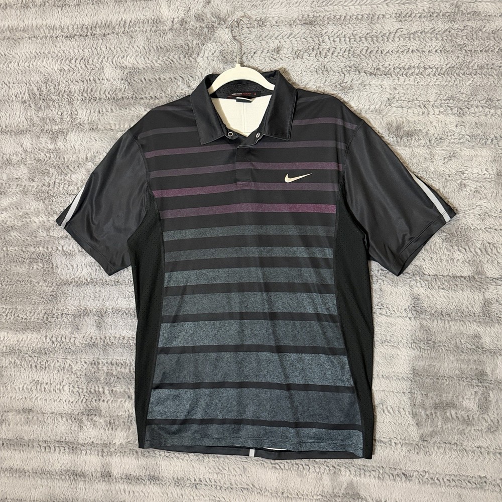 Nike Tiger Woods Collection Dri-fit Mens Polo Shirt Multicolor Stripes Size S