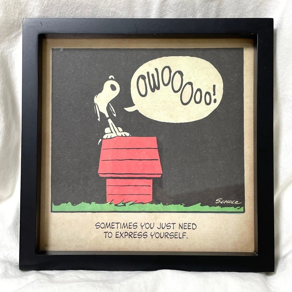 Hallmark Peanuts Snoopy Vintage Wood Art Frame Rare Collectible