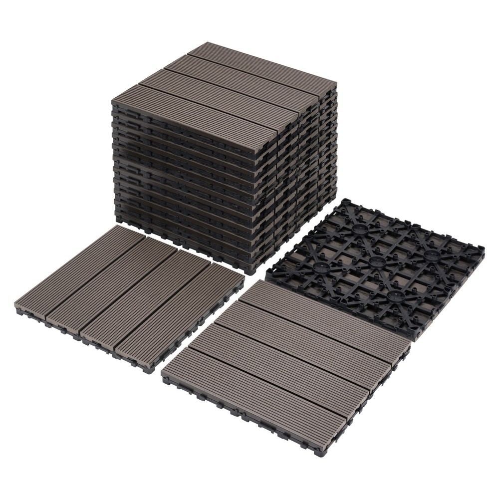 8.7 square feet DIY wood-plastic composite floor tile, Coffee(9 pieces per pack)