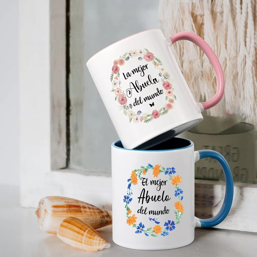 Coffee Mugs, Set of 2 - La Mejor Abuela Abuelo, Best Grandma Grandpa Gifts, 11 O-image