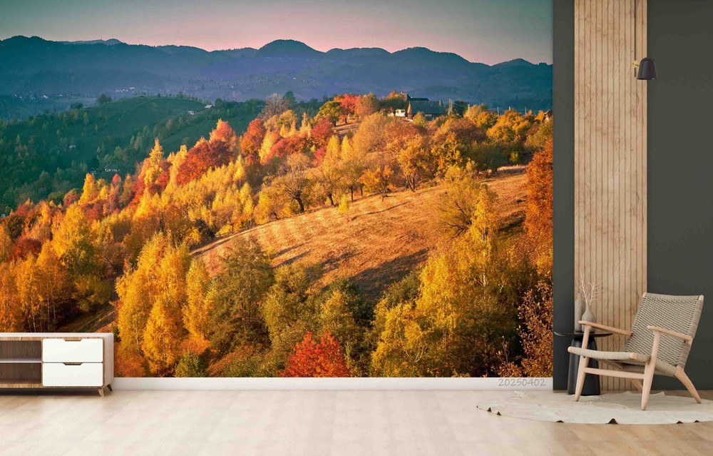 3D Mountains Forest Autumn Landscape Wall Murals Wallpaper Murals Wall Sticker 8
