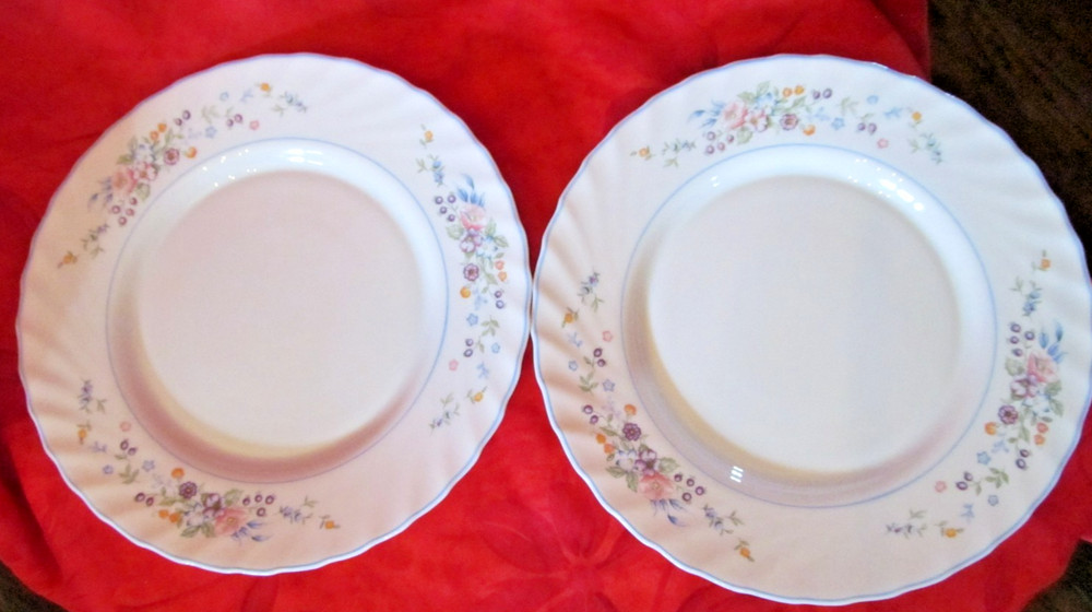 2 Arcopal France Victoria Floral Scalloped Edge Swirl 9 3/4