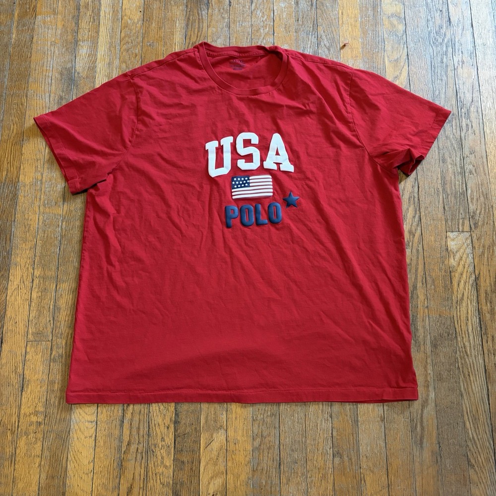 Polo Ralph Lauren USA American Flag T-Shirt Men’s Size 2XB Red Big & Tall