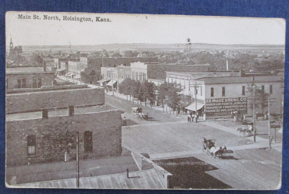 ca1910 Hoisington Kansas Main Street Postcard
