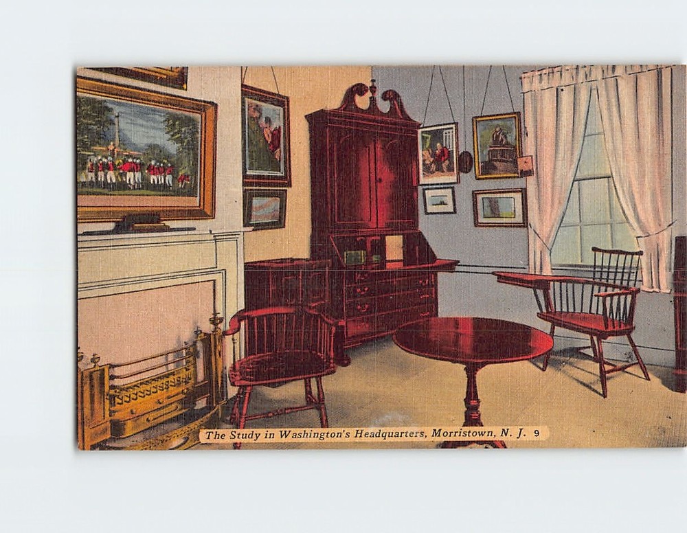 Postcard Study in Washington's Headquarters Morristown New Jersey USA