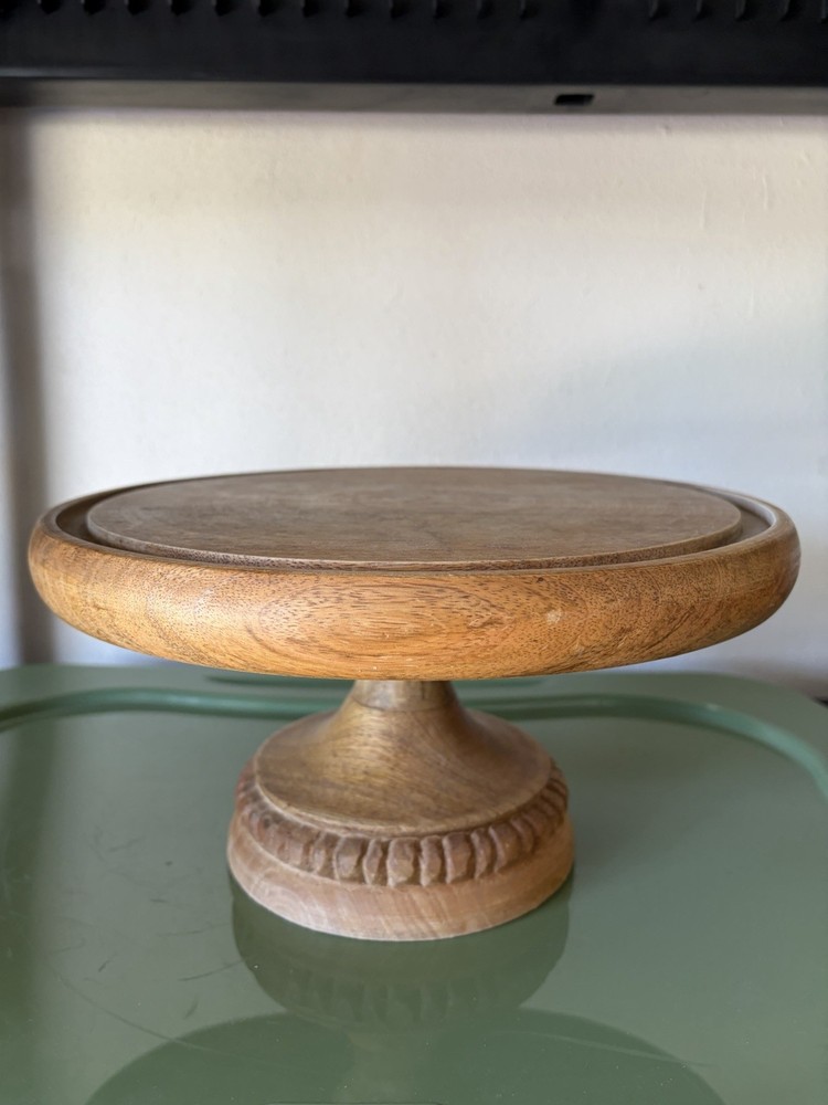 Vintage Wooden Pedestal Cake Display Stand
