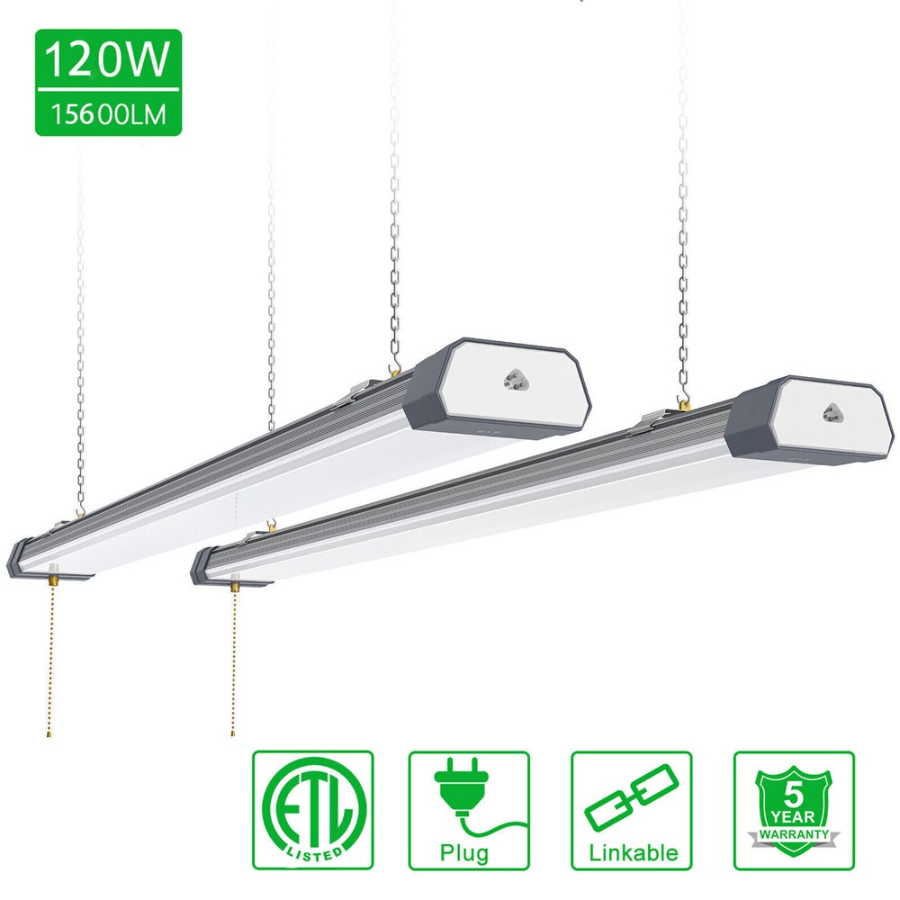 2 Pack LED Shop Light 120W For Garage Workshop Warehouse Office High Bay Lights