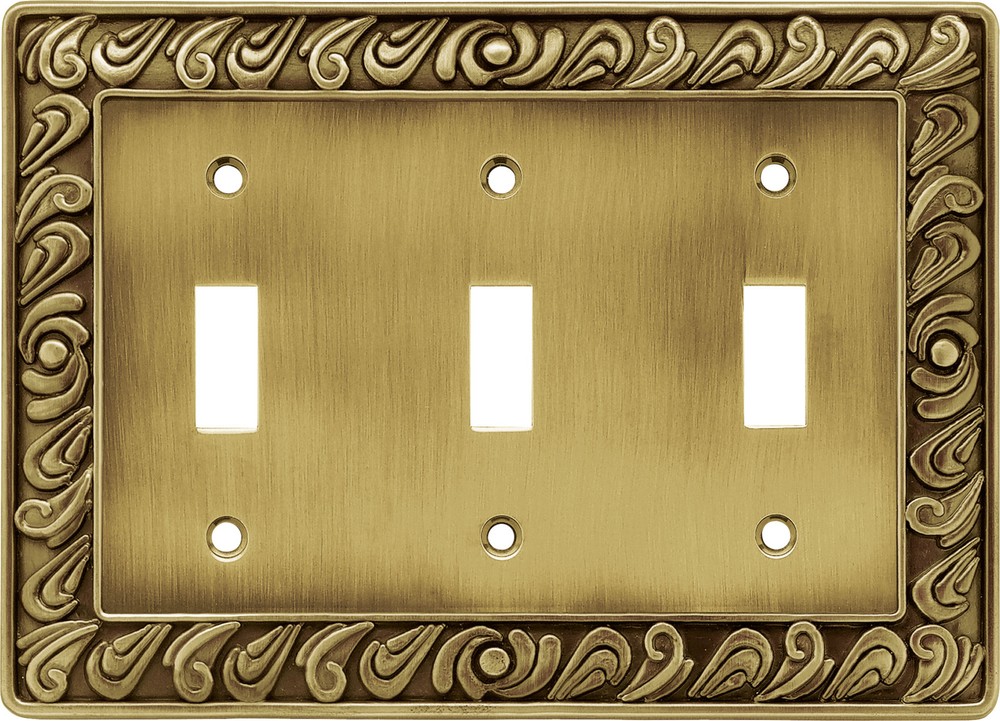 Franklin Brass 64055 Triple Wall Plate in Brass Paisley Series