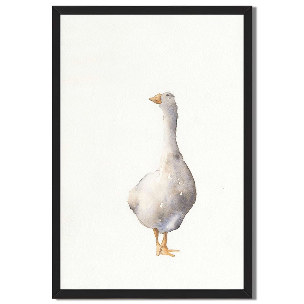 Watercolor Goose Framed Canvas Print Minimalist Animal Wall Art Home Decor