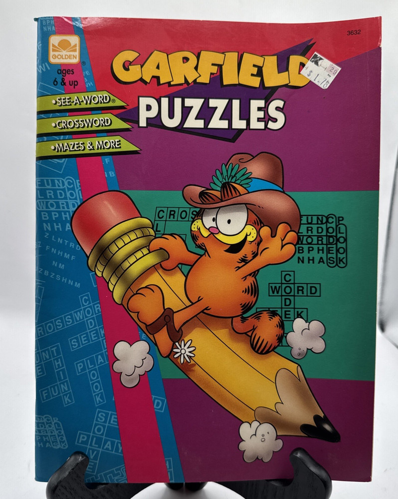Garfield Puzzles See A Word Mazes Crosswords 1991 Golden Books. Vintage