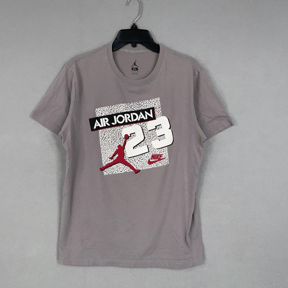 Jordan Air 23 Shirt Youth XL Gray Graphic Tee Nike Jumpman Organic Cotton Kids