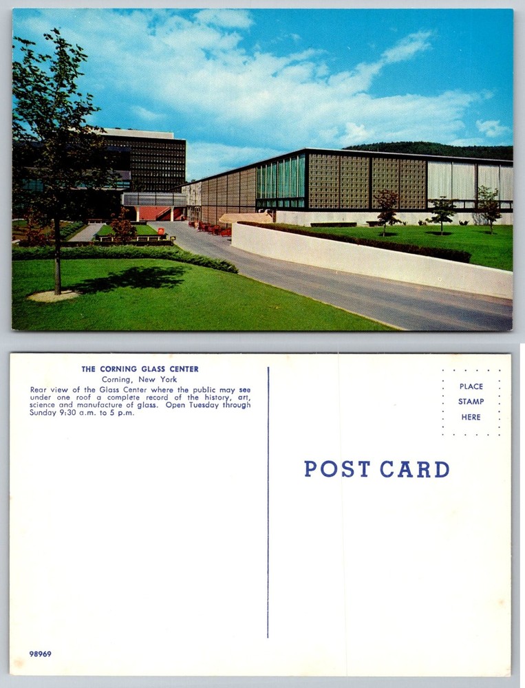 Corning Glass Center New York Chrome Postcard Mid-Century Modern Architecture