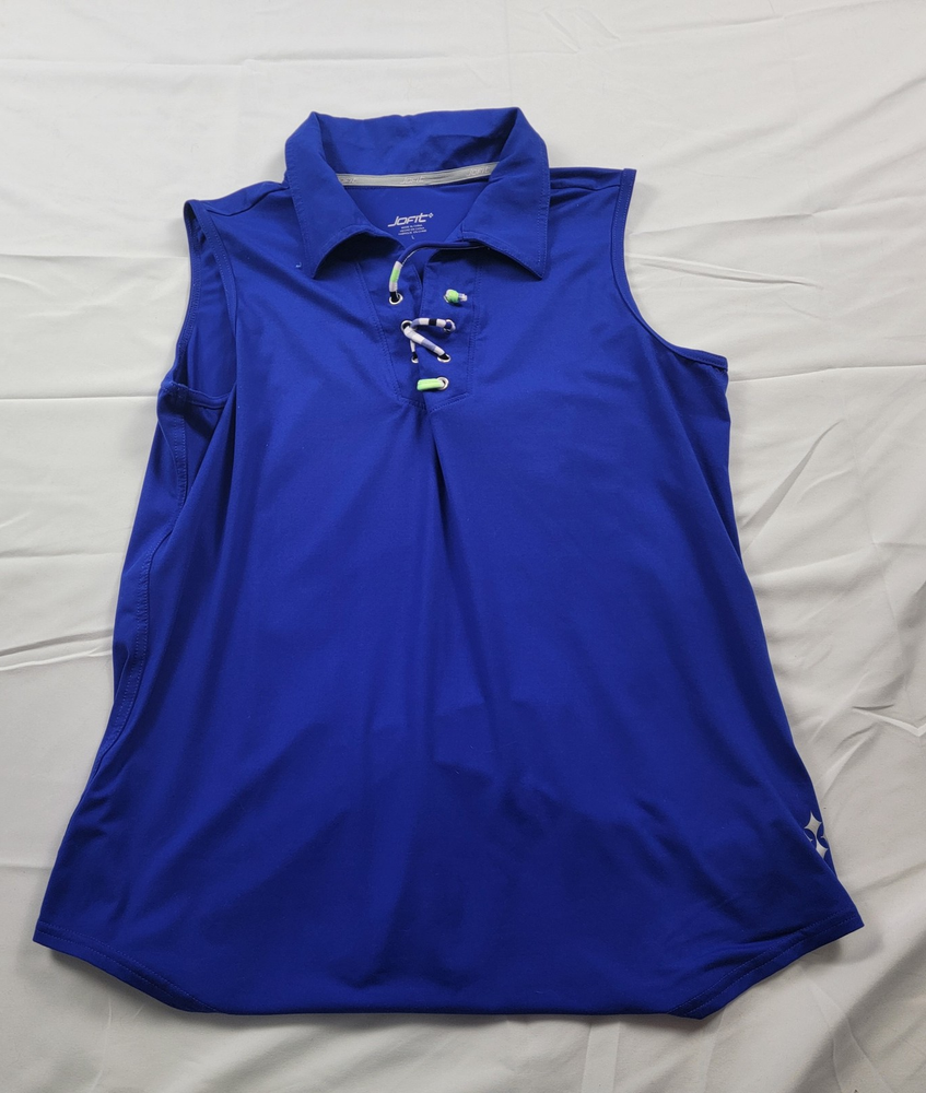 Jofit Polo Shirt Womens Large Sleeveless Lace Up Golf Activewear Performance Top