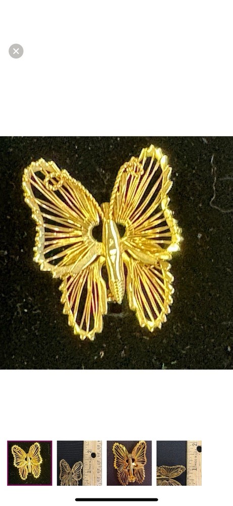 Vintage Monet Gold Tone Butterfly Brooch Pin