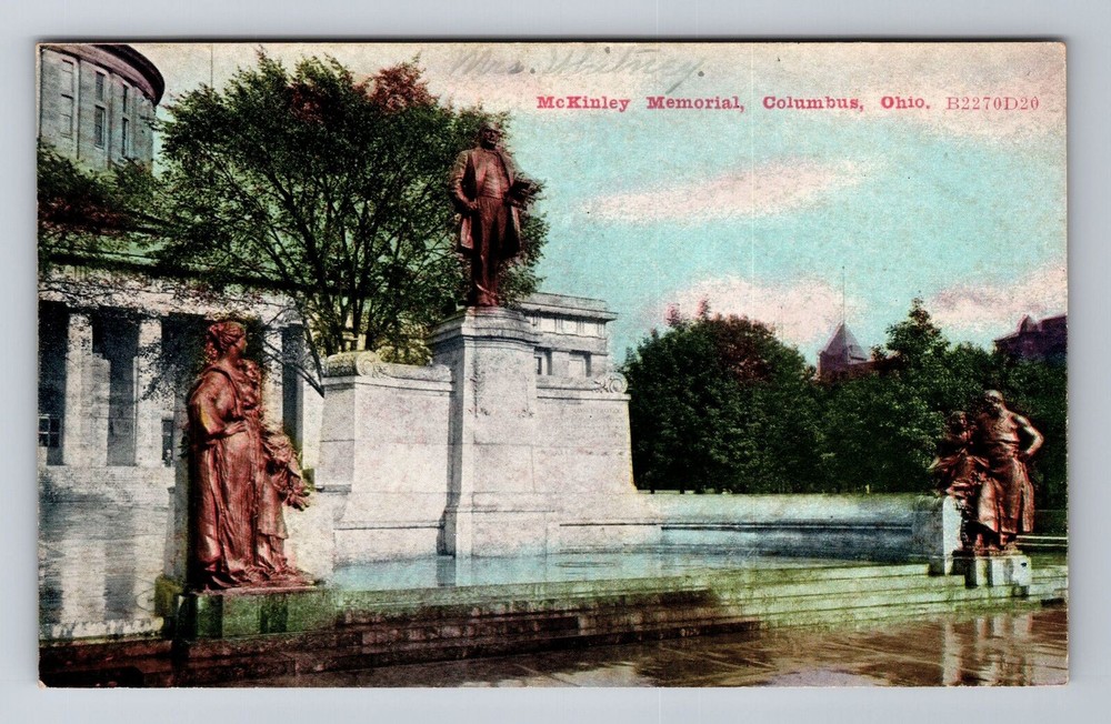 Columbus OH-Ohio, McKinley Memorial, Antique Vintage Souvenir Postcard