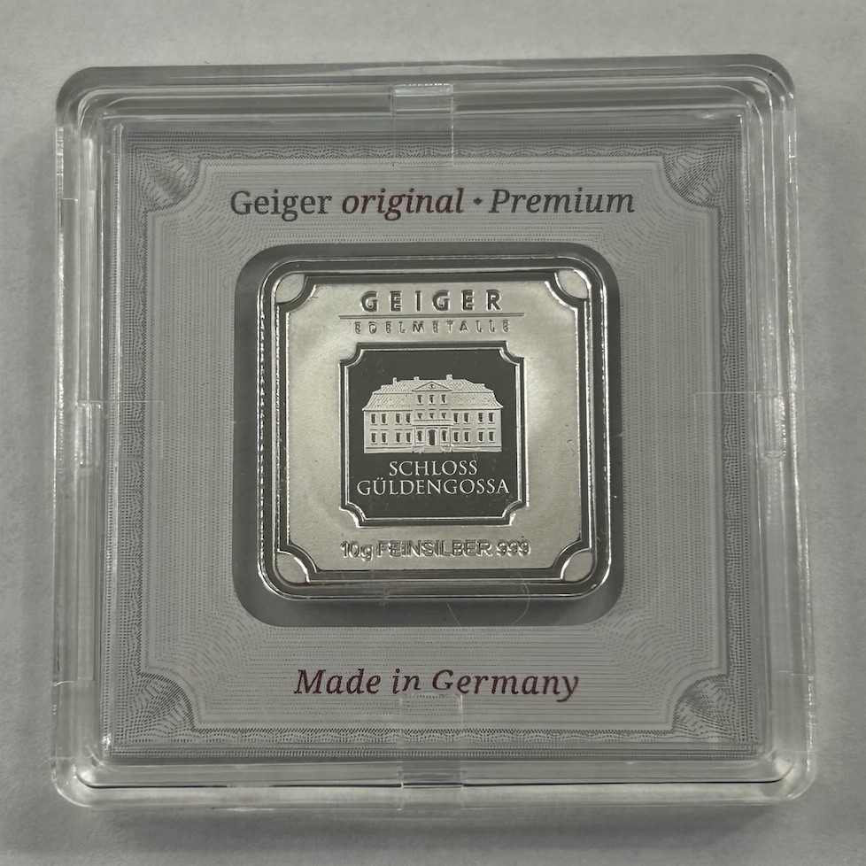 Geiger Edelmetalle - 10 Gram .999 Fine Silver Bar Ingot Sealed In Assay Case