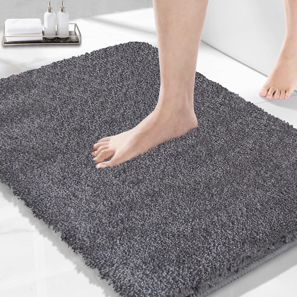 Plush Shaggy Bath Mat 24x17 Super Soft Thick Non-Slip Bathroom Rug