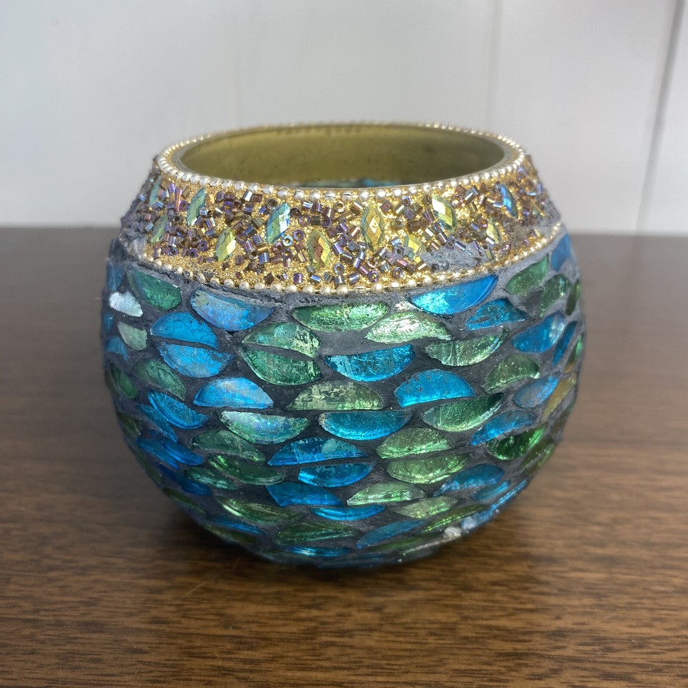 Glass Mosaic Candle Holder Bowl for Home Decor