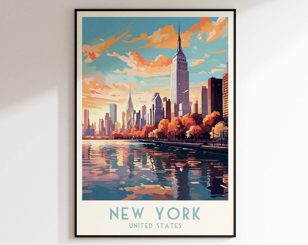 New York Travel Print United States America Poster Home Decor Retro Wall Art