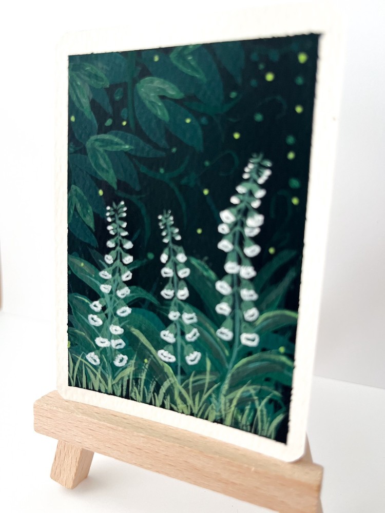 ACEO Original Art Lily of the Valley Floral Botanical Painting 2.5x3.5 Gouache