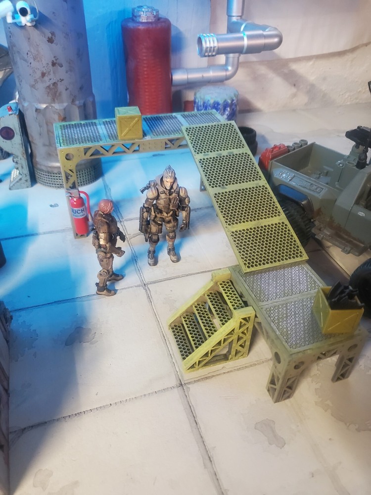 ACID RAIN DIORAMA CUSTOM  LASER CUT WOOD STAIRS,CATWALK, SCAFOLDING-image
