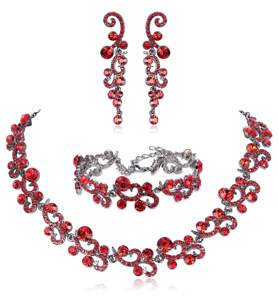 JOERICA Wedding Jewelry Sets for Brides Rhinestone Necklace Bracelet and Rhin...