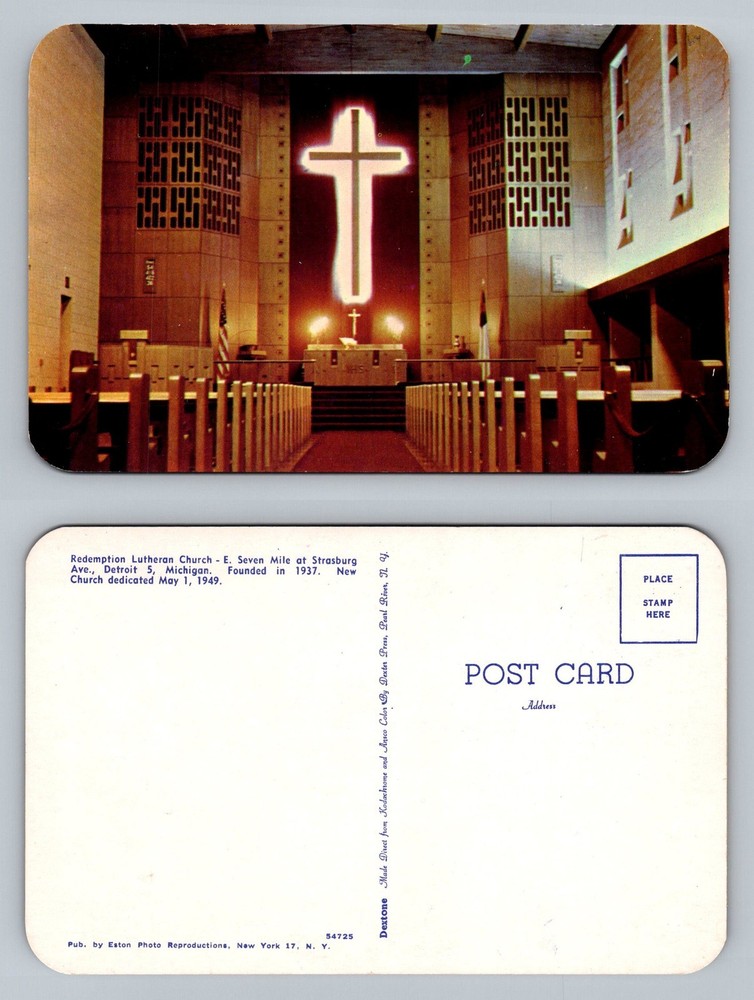 Detroit, MI-Michigan, Redemption Lutheran Church Cross Vintage Postcard