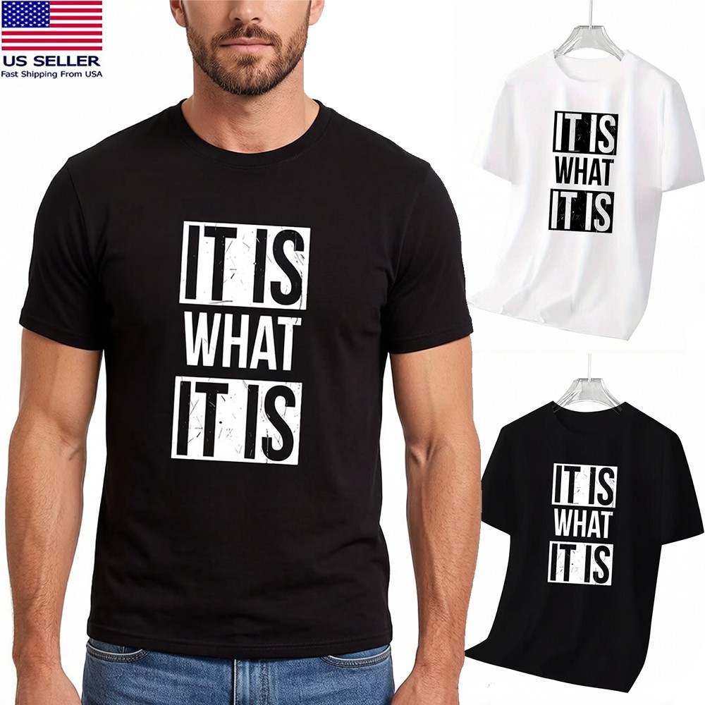 Men T-Shirt Letter Printed Cotton Short Sleeve Crew Neck Basic Tee Tops S-5XL ♪