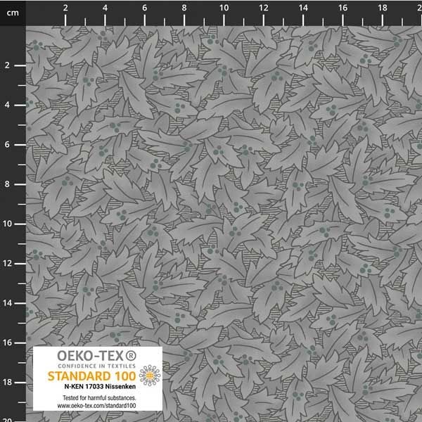 Stof European Quilting Colour Rhythm Graphic Leaves Grey Cotton Fabric By Yd