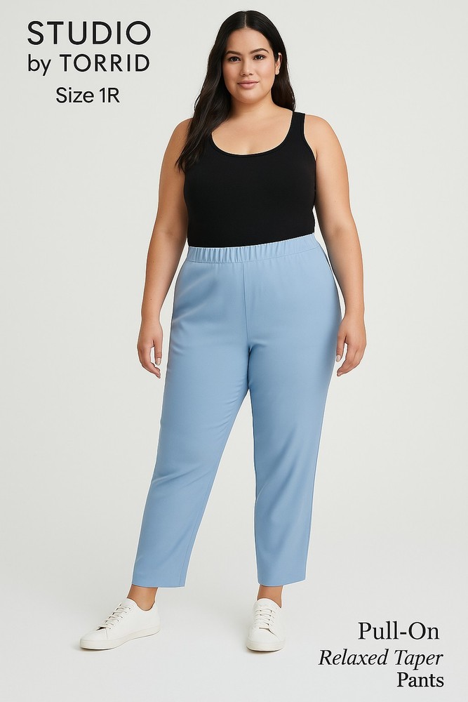 Studio By Torrid Women's Blue Taper Pants Pull On Relaxed Size 1R