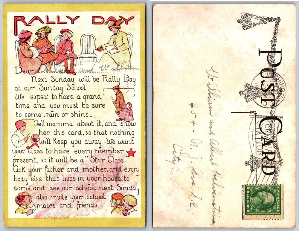 Rally Day Sunday School Postcard