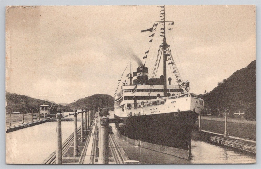 Turbo Electric Liner Virginia Panama Pacific Line Canal Postcard AK24