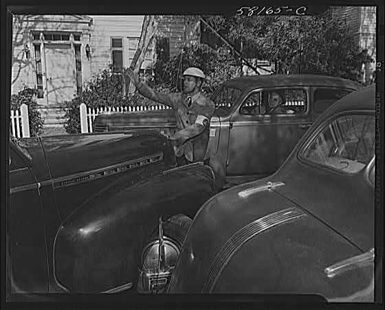 Photo:United States Civilian Defense Air Raid Warden 1940s Cars Home Front