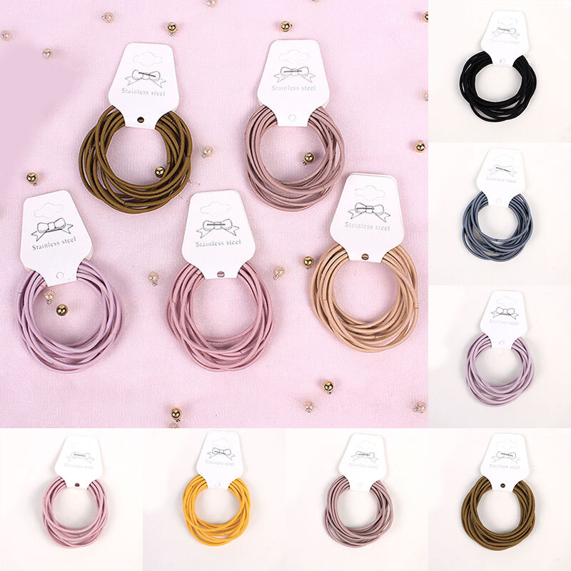 10pcs Elastic Ponytail Holders Stretchy Hair Bands No-Slip Hair Rings