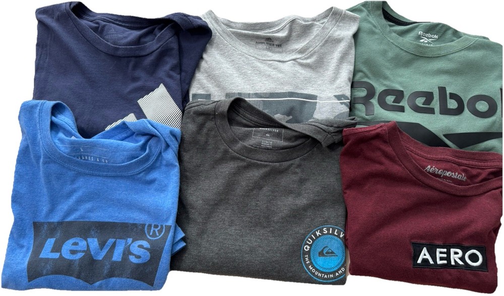 Lot of 6 Mens Size Large T-shirts - Adidas Quicksilver Aeropostale Reebok Levis