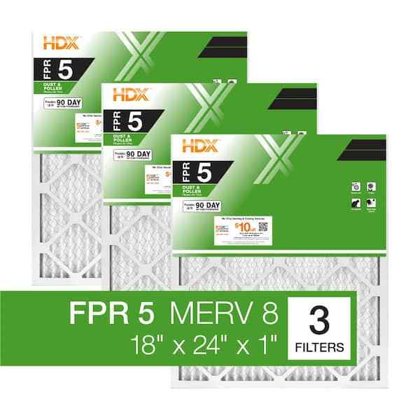 18 in.x 24 in.x1 in.Standard Pleated Furnace Air Filter FPR 5, MERV 8 (3-Pack)