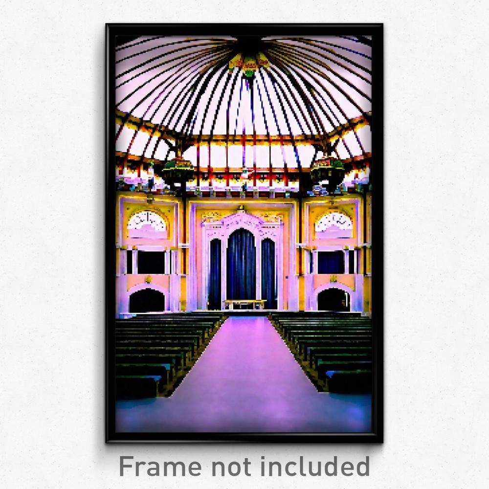 8 Bit Psychedelic Pixel Art Poster - Impressive Pavillion Video Game Print