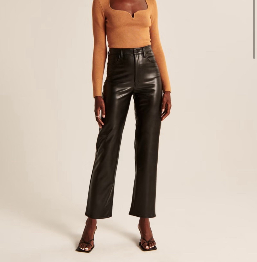 Abercrombie & Fitch Vegan Leather Ankle Straight Ultra High Waist Pants Size 31