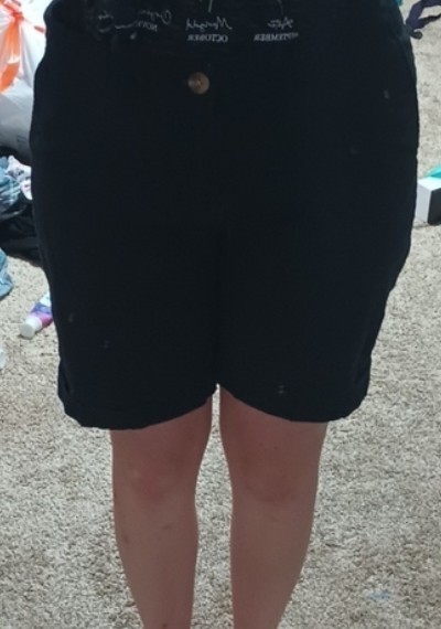 Faded Glory Women's Black Chino Shorts Size 8 Cotton Pockets Button