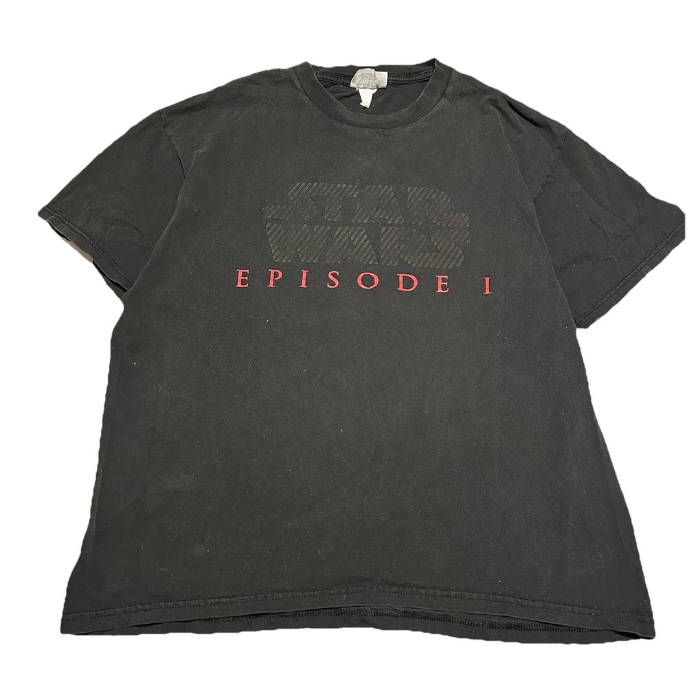 Vintage Star Wars Episode I Graphic T-Shirt Black XL Phantom Menace Cotton Tee