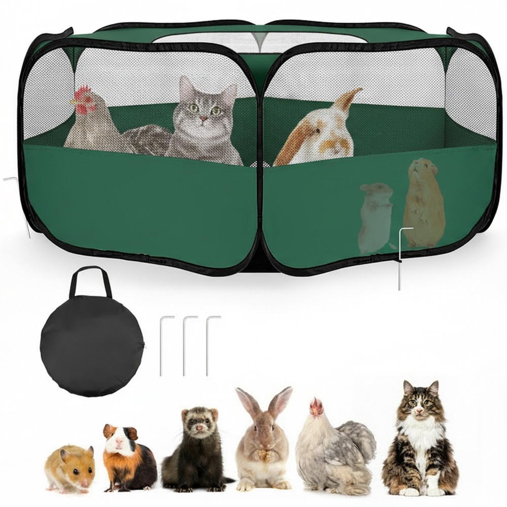 Small Animal Playpen with Mesh Cover & Waterproof Bottom Cat Tent Chicken Bro...