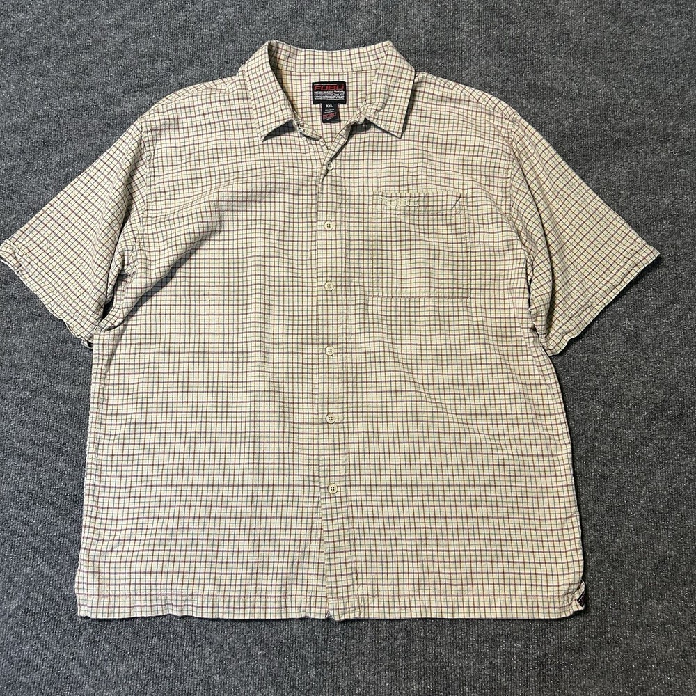 Vintage FUBU Shirt Mens XXL Short Sleeve Button Up Multi Color Plaid Pattern