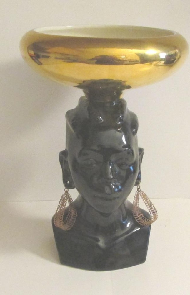 Vintage Queen Blackamoor  Nubian African Headvase Stanford Pottery 10 1/2